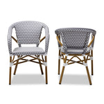 Load image into Gallery viewer, Baxton Studio Eliane Classic French Indoor And Outdoor Grey And White Bamboo Style Stackable Bistro Dining Chair Set Of 2
