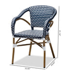 Load image into Gallery viewer, Baxton Studio Eliane Classic French Indoor And Outdoor Navy And White Bamboo Style Stackable Bistro Dining Chair Set Of 2
