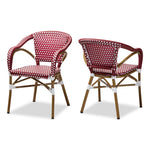 Load image into Gallery viewer, Baxton Studio Eliane Classic French Indoor And Outdoor Red And White Bamboo Style Stackable Bistro Dining Chair Set Of 2
