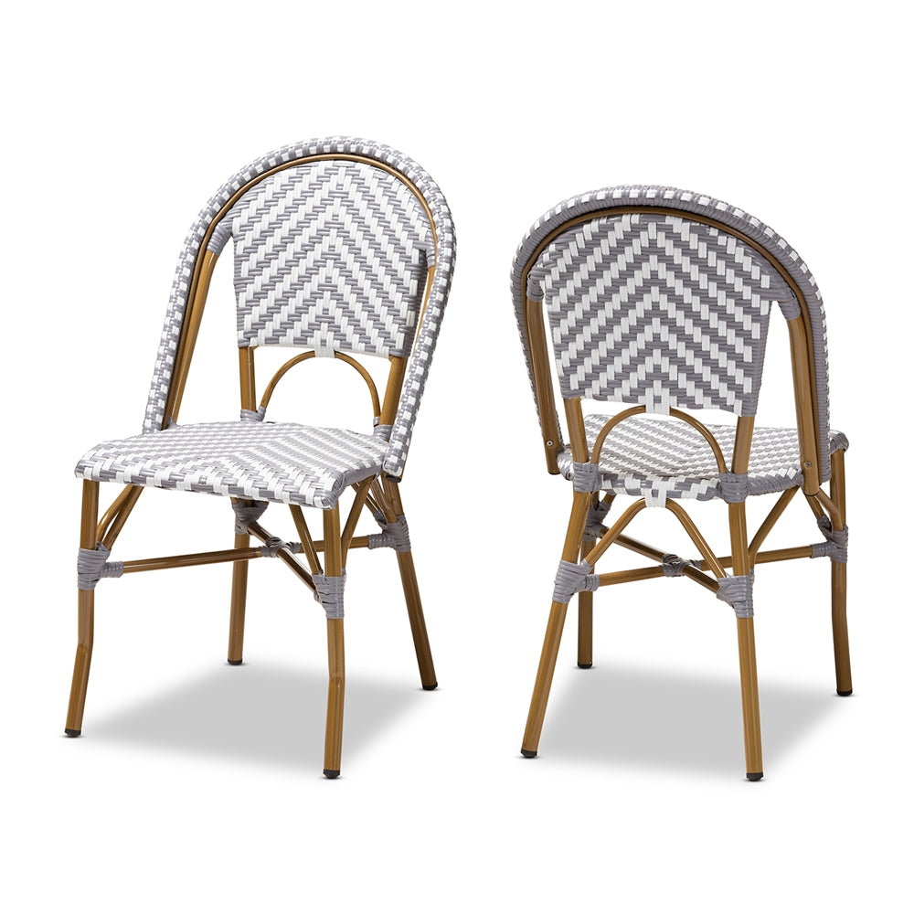 Baxton Studio Celie Classic French Indoor and Outdoor Bamboo Style Stackable Bistro Dining Chair Set of 2