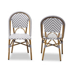 Load image into Gallery viewer, Baxton Studio Celie Classic French Indoor And Outdoor Grey And White Bamboo Style Stackable Bistro Dining Chair Set Of 2
