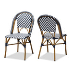 Load image into Gallery viewer, Baxton Studio Celie Classic French Indoor And Outdoor Blue And White Bamboo Style Stackable Bistro Dining Chair Set Of 2
