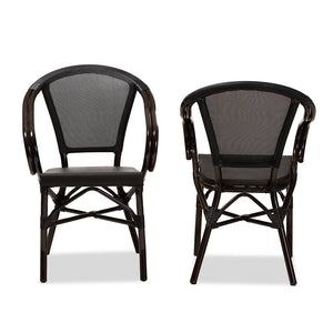 Baxton Studio Artus Classic French Indoor And Outdoor Black Bamboo Style Stackable Bistro Dining Chair Set Of 2