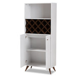 Load image into Gallery viewer, Baxton Studio Serafino Mid-Century Modern White And Walnut Finished Wood Wine Cabinet
