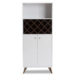 Load image into Gallery viewer, Baxton Studio Serafino Mid-Century Modern White And Walnut Finished Wood Wine Cabinet
