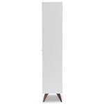 Load image into Gallery viewer, Baxton Studio Serafino Mid-Century Modern White And Walnut Finished Wood Wine Cabinet
