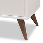 Load image into Gallery viewer, BAXTON STUDIO SERAFINO MID-CENTURY MODERN WHITE AND WALNUT FINISHED WOOD WINE CABINET
