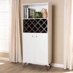 Load image into Gallery viewer, Baxton Studio Serafino Mid-Century Modern White And Walnut Finished Wood Wine Cabinet
