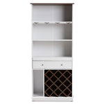 Load image into Gallery viewer, Baxton Studio Mattia Mid-Century Modern White And Walnut Finished Wood Wine Cabinet
