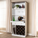 Load image into Gallery viewer, Baxton Studio Mattia Mid-Century Modern White And Walnut Finished Wood Wine Cabinet
