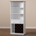 Load image into Gallery viewer, Baxton Studio Mattia Mid-Century Modern White And Walnut Finished Wood Wine Cabinet
