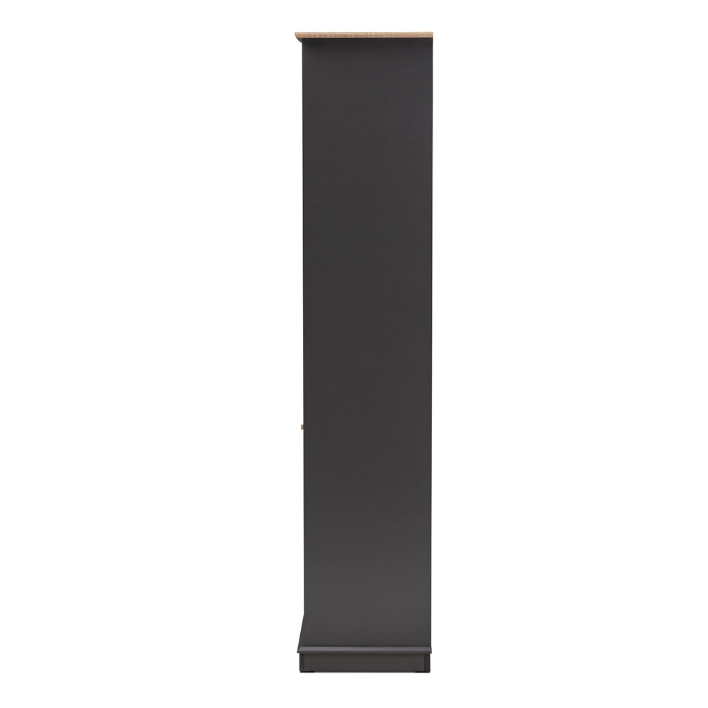 Baxton Studio Mattia Modern And Contemporary Dark Grey And Oak Finished Wood Wine Cabinet