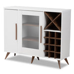 Load image into Gallery viewer, Baxton Studio Pietro Mid-Century Modern White And Brown Finished Wine Cabinet
