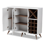 Load image into Gallery viewer, Baxton Studio Pietro Mid-Century Modern White And Brown Finished Wine Cabinet
