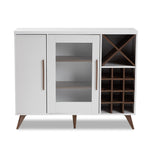 Load image into Gallery viewer, Baxton Studio Pietro Mid-Century Modern White And Brown Finished Wine Cabinet
