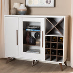 Load image into Gallery viewer, Baxton Studio Pietro Mid-Century Modern White And Brown Finished Wine Cabinet
