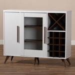 Load image into Gallery viewer, Baxton Studio Pietro Mid-Century Modern White And Brown Finished Wine Cabinet
