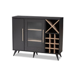 Load image into Gallery viewer, Baxton Studio Pietro Mid-Century Modern Dark Grey And Oak Finished Wine Cabinet
