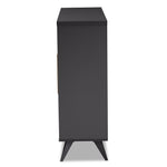 Load image into Gallery viewer, Baxton Studio Pietro Mid-Century Modern Dark Grey And Oak Finished Wine Cabinet
