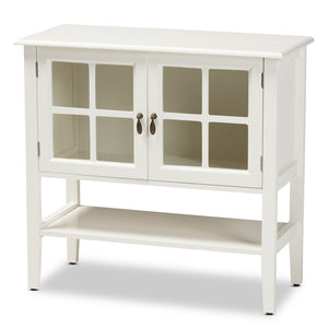 Baxton Studio Chauncey Classic And Traditional White Finished Wood And Glass 2-Door Kitchen Storage Cabinet