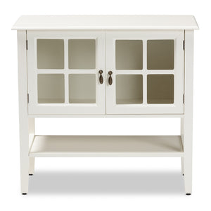 Baxton Studio Chauncey Classic And Traditional White Finished Wood And Glass 2-Door Kitchen Storage Cabinet