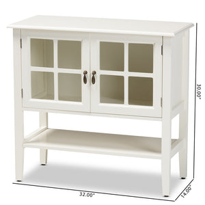 Baxton Studio Chauncey Classic And Traditional White Finished Wood And Glass 2-Door Kitchen Storage Cabinet