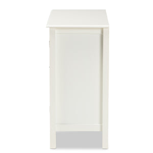 Baxton Studio Kendall Classic And Traditional White Finished Wood And Glass Kitchen Storage Cabinet