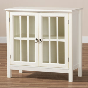 Baxton Studio Kendall Classic And Traditional White Finished Wood And Glass Kitchen Storage Cabinet