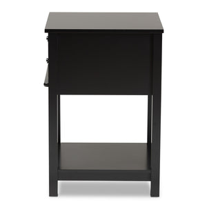 Baxton Studio Willow Modern Transitional Black Finished 2-Drawer Wood Nightstand