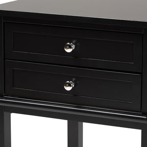 Baxton Studio Willow Modern Transitional Black Finished 2-Drawer Wood Nightstand