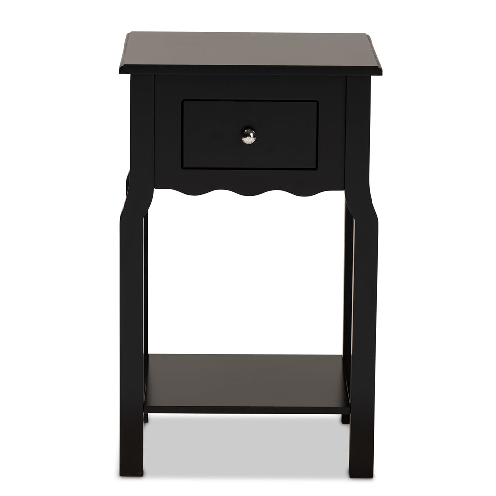 Baxton Studio Hailey Classic Traditional And Transitional Black Finished Wood 1-Drawer Nightstand