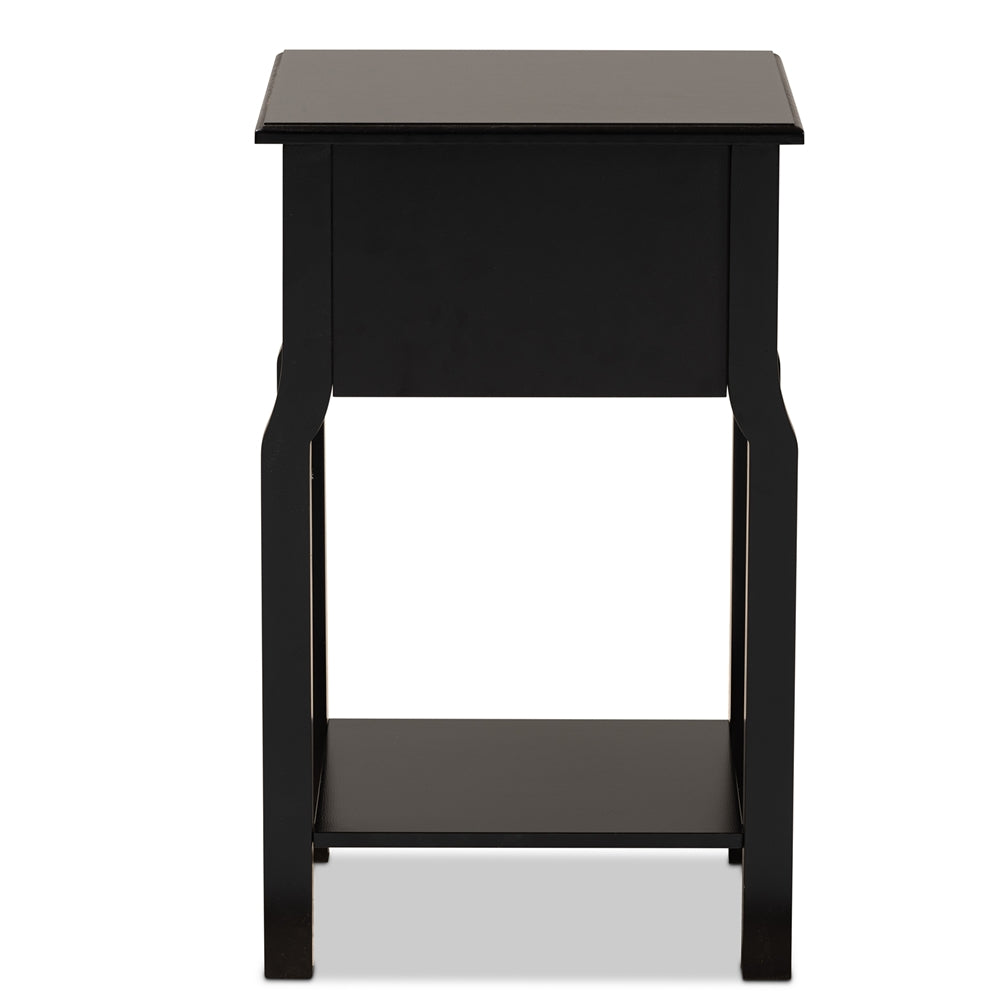 Baxton Studio Hailey Classic Traditional And Transitional Black Finished Wood 1-Drawer Nightstand