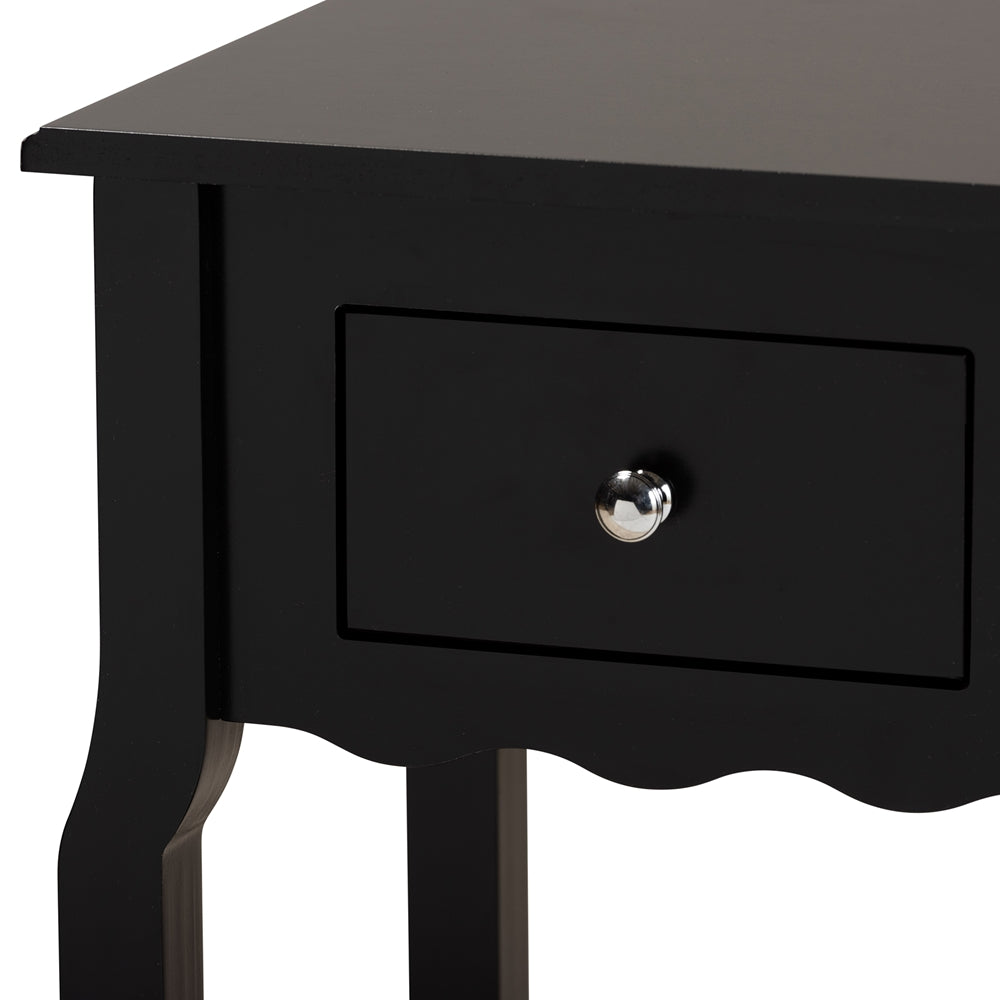 BAXTON STUDIO HAILEY CLASSIC TRADITIONAL AND TRANSITIONAL BLACK FINISHED WOOD 1-DRAWER NIGHTSTAND