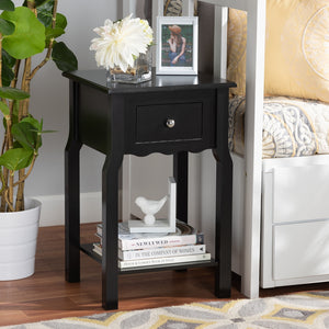 Baxton Studio Hailey Classic Traditional And Transitional Black Finished Wood 1-Drawer Nightstand