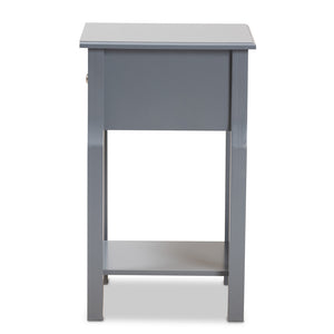 Baxton Studio Hailey Classic Traditional And Transitional Dark Grey Finished Wood 1-Drawer Nightstand