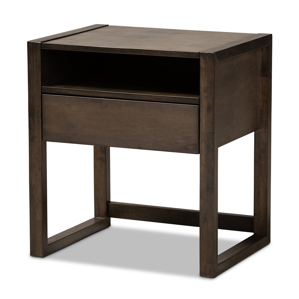 Baxton Studio Inicio Modern and Contemporary Finished 1-Drawer Wood Nightstand