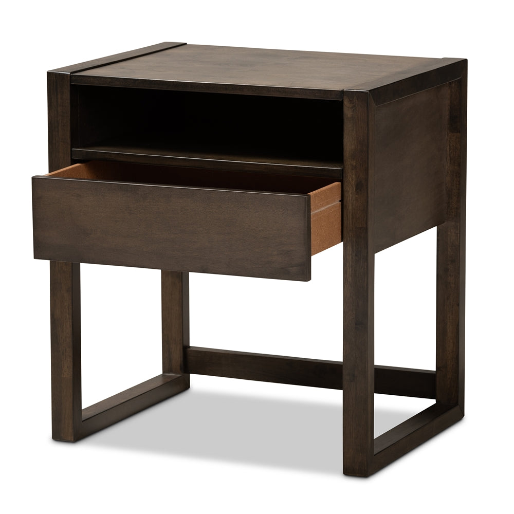 Baxton Studio Inicio Modern And Contemporary Ash Brown Finished 1-Drawer Wood Nightstand