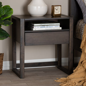 Baxton Studio Inicio Modern And Contemporary Ash Brown Finished 1-Drawer Wood Nightstand