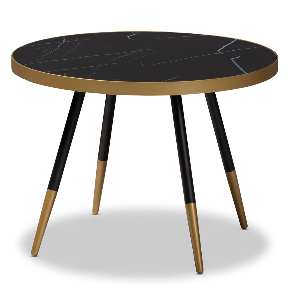 Baxton Studio Lauro Modern and Contemporary Round and Metal Coffee Table with Two-Tone Black and Gold