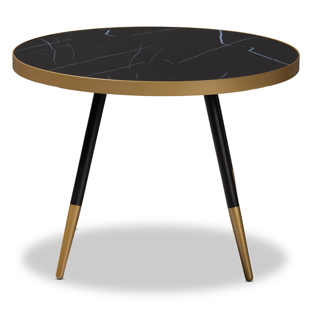 Baxton Studio Lauro Modern and Contemporary Round and Metal Coffee Table with Two-Tone Black and Gold