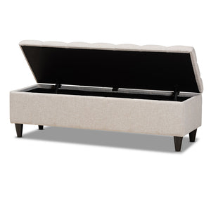 Baxton Studio Brette Mid-Century Modern Fabric Upholstered Finished Wood Storage Bench Ottoman