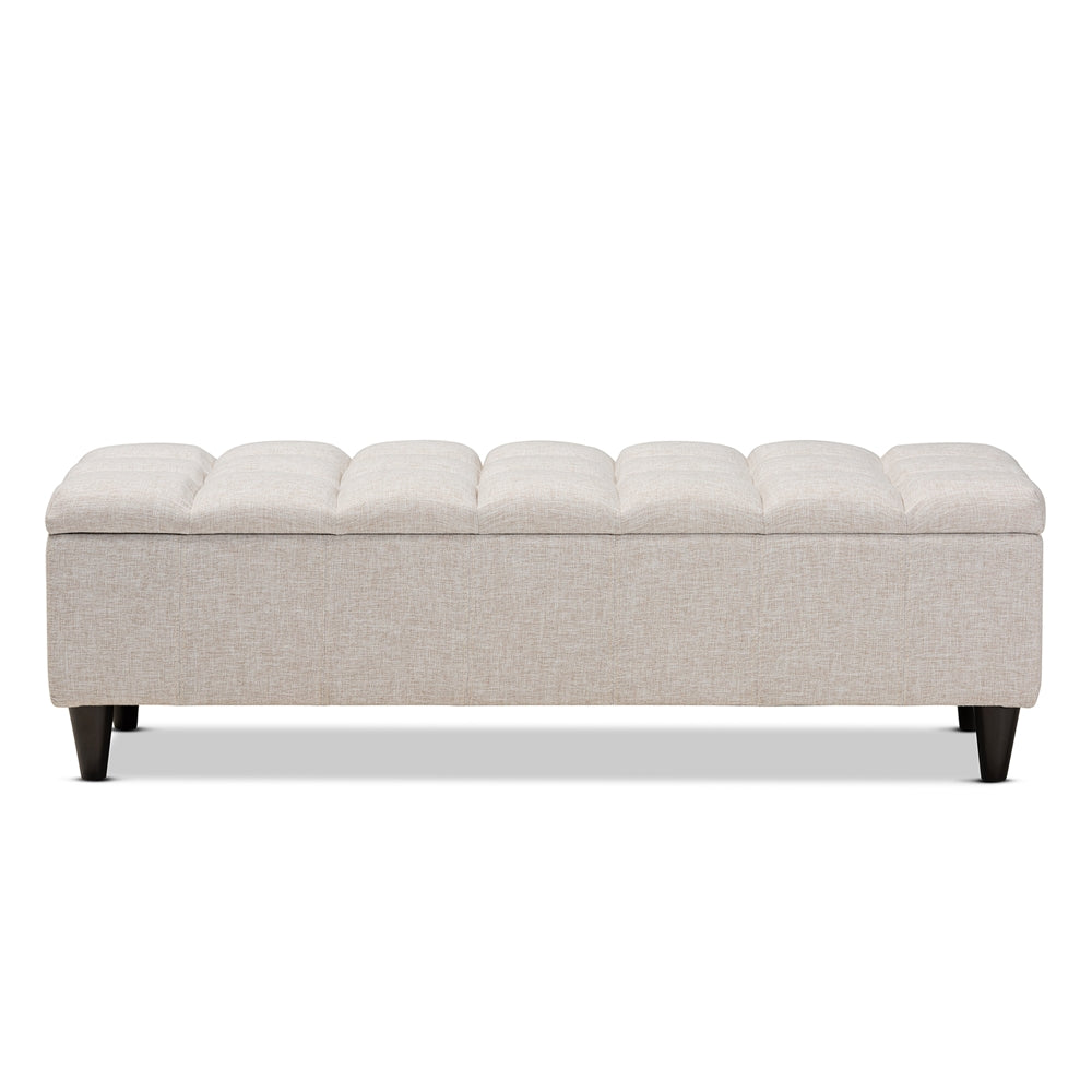 Baxton Studio Brette Mid-Century Modern Fabric Upholstered Finished Wood Storage Bench Ottoman