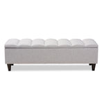 Load image into Gallery viewer, Baxton Studio Brette Mid-Century Modern Grayish Beige Fabric Upholstered Dark Brown Finished Wood Storage Bench Ottoman
