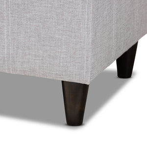 Baxton Studio Brette Mid-Century Modern Grayish Beige Fabric Upholstered Dark Brown Finished Wood Storage Bench Ottoman