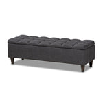 Load image into Gallery viewer, Baxton Studio Brette Mid-Century Modern Charcoal Fabric Upholstered Dark Brown Finished Wood Storage Bench Ottoman
