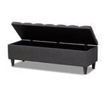 Load image into Gallery viewer, Baxton Studio Brette Mid-Century Modern Charcoal Fabric Upholstered Dark Brown Finished Wood Storage Bench Ottoman
