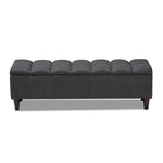 Load image into Gallery viewer, Baxton Studio Brette Mid-Century Modern Charcoal Fabric Upholstered Dark Brown Finished Wood Storage Bench Ottoman
