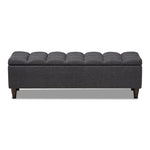 Load image into Gallery viewer, Baxton Studio Brette Mid-Century Modern Charcoal Fabric Upholstered Dark Brown Finished Wood Storage Bench Ottoman
