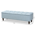 Load image into Gallery viewer, Baxton Studio Brette Mid-Century Modern Light Blue Fabric Upholstered Dark Brown Finished Wood Storage Bench Ottoman
