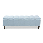 Load image into Gallery viewer, Baxton Studio Brette Mid-Century Modern Light Blue Fabric Upholstered Dark Brown Finished Wood Storage Bench Ottoman
